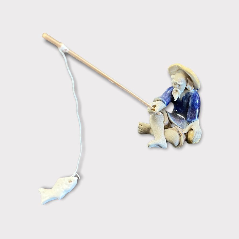 3/$15 Mini Clay Fisherman Figurine